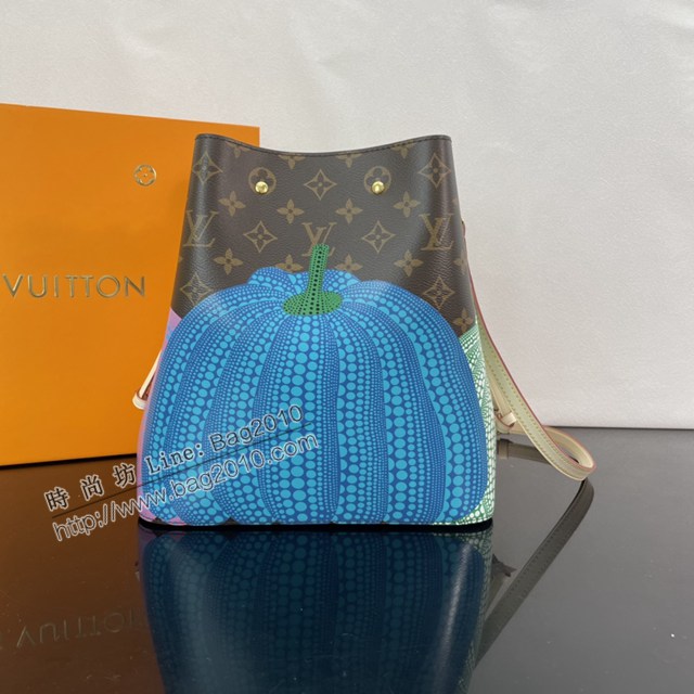 Lv路易威登專櫃新款NéoNoé手袋 LV草間彌生合作系列南瓜圖案肩背水桶包 ydh5000
